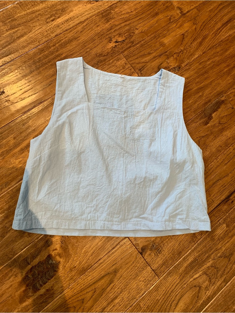 Source Unknown Light Blue Square Neck Sleeveless Tank